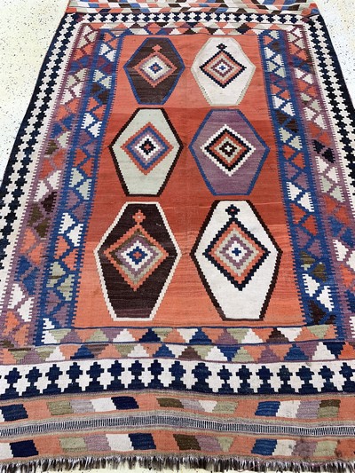 27128726f - Ghaschgai Kelim, Persien, Anfang 20.Jhd, Wolle auf Wolle, ca. 220 x 145 cm, EHZ: 2 ...