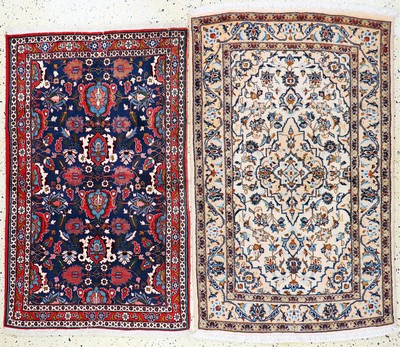 Image 2 lots Kashan & Weramin, Persia, late 20th century, wool on cotton, approx. 165 x 103 ...