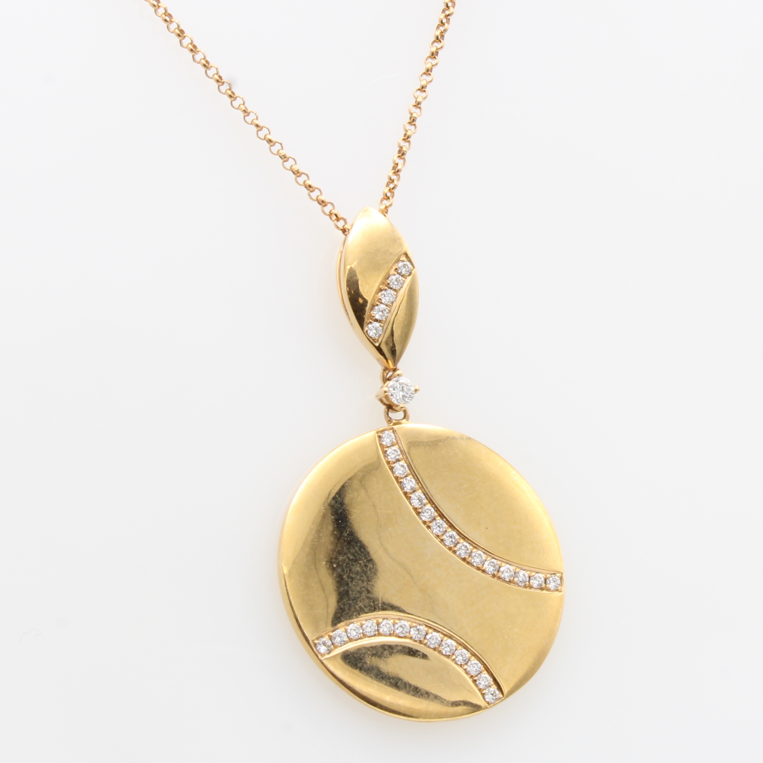 Image 27128876 - Anhänger mit Brillanten an Kette, RG 750/000, Solitär u. Besatzbrill. (in 3 Reihen ...