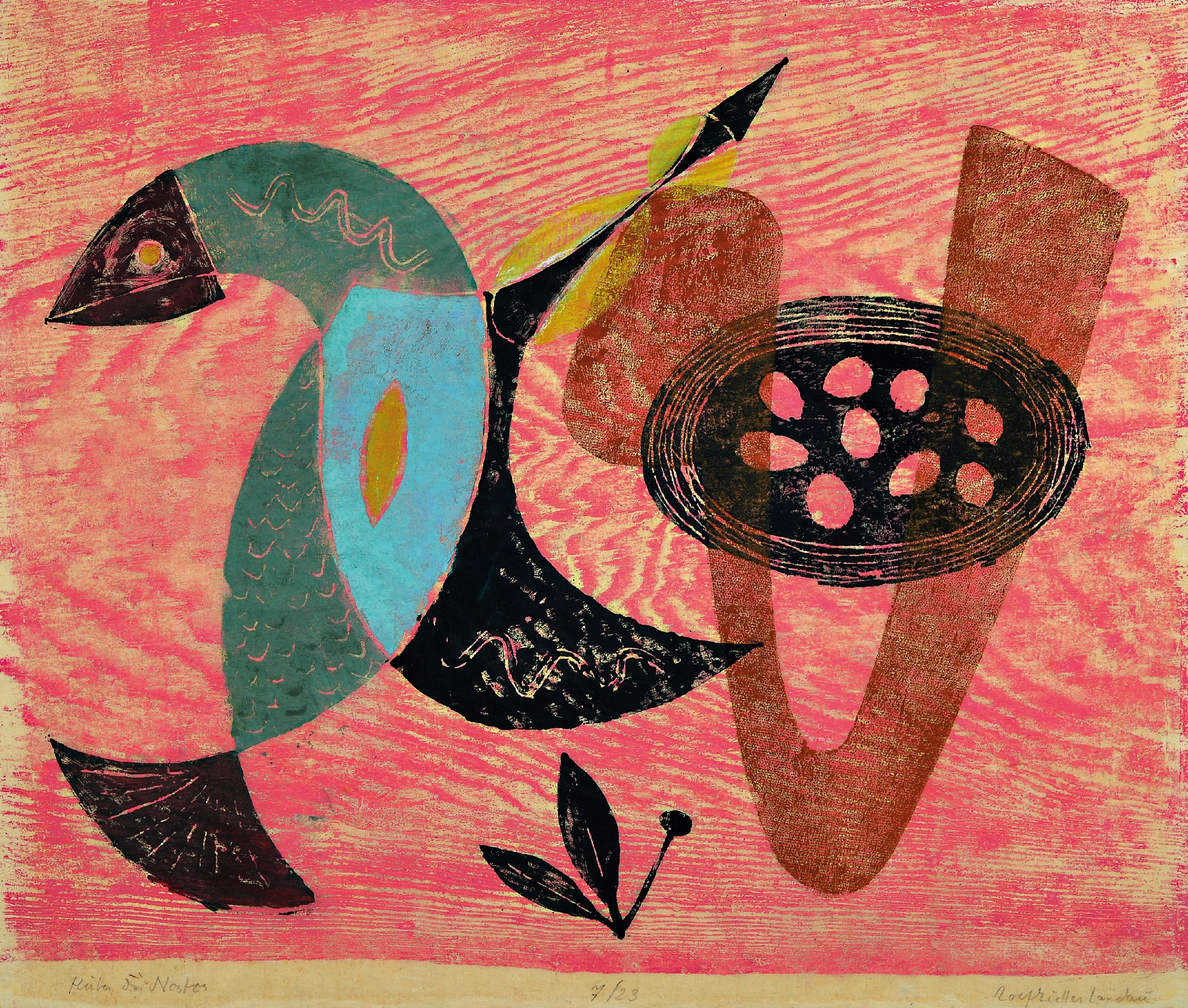 Image 27128881 - Rolf Müller-Landau, 1903-1956 Bad Bergzabern, Hüter des Nestes, Farbholzschnitt, ...
