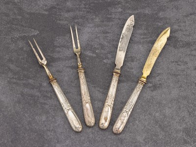 27128869a - Obstbesteck, deutsch, um 1890-1900, 800er Silber, Griffe mit neoklassizistischem Dekor, ...