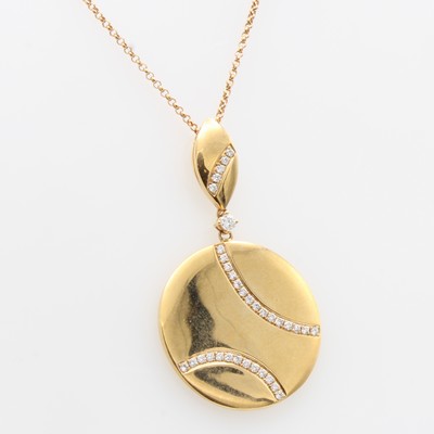 Image Anhänger mit Brillanten an Kette, RG 750/000, Solitär u. Besatzbrill. (in 3 Reihen ...