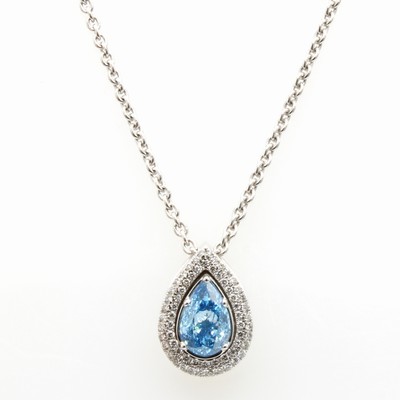 Image Anhänger mit Diamant und Brillanten an Kette, WG 750/000, Diamanttropfen ca. 1.01 ct ...