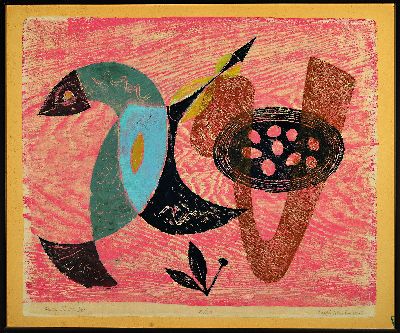 27128881k - Rolf Müller-Landau, 1903-1956 Bad Bergzabern, Hüter des Nestes, Farbholzschnitt, ...