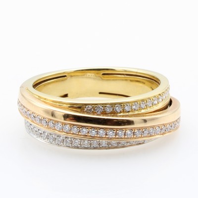 27128882a - Ring mit Brillanten, WG/GG/RG 750/000, Brill. zus. ca. 0.32 ct feines Weiß/vs, RW ca.53 ...