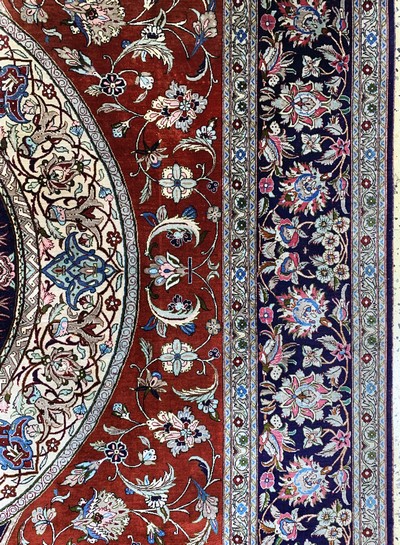 27128884e - Ghom Seide fein sign.(Ahmadi), Persien, Mitte 20.Jhd., reine Naturseide, ca. 306 x 200 ...