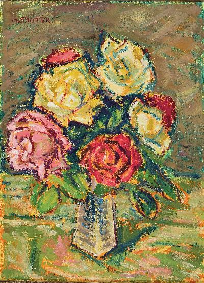 Image Hermann Sauter, 1891 Germersheim-1981 Landau, Stillleben mit Rosen, Öl/Lwd, links oben ...