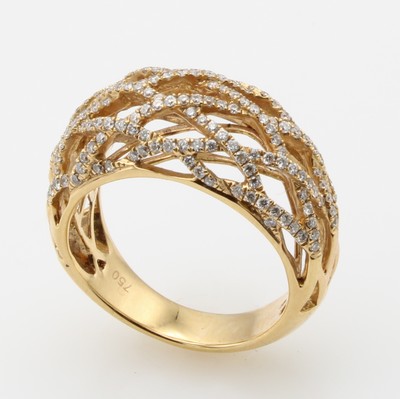 Image Ring mit Brillanten, RG 750/000, Brill. zus.ca. 0.70 ct feines Weiß/vs in Gitteroptik ...