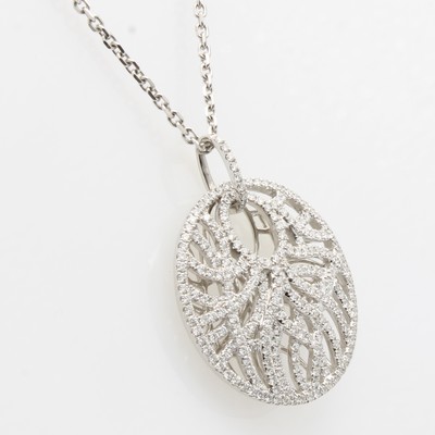 Image Anhänger mit Brillanten an Kette, WG 750/000, 242 Brill. zus. ca. 1.41 ct feines ...