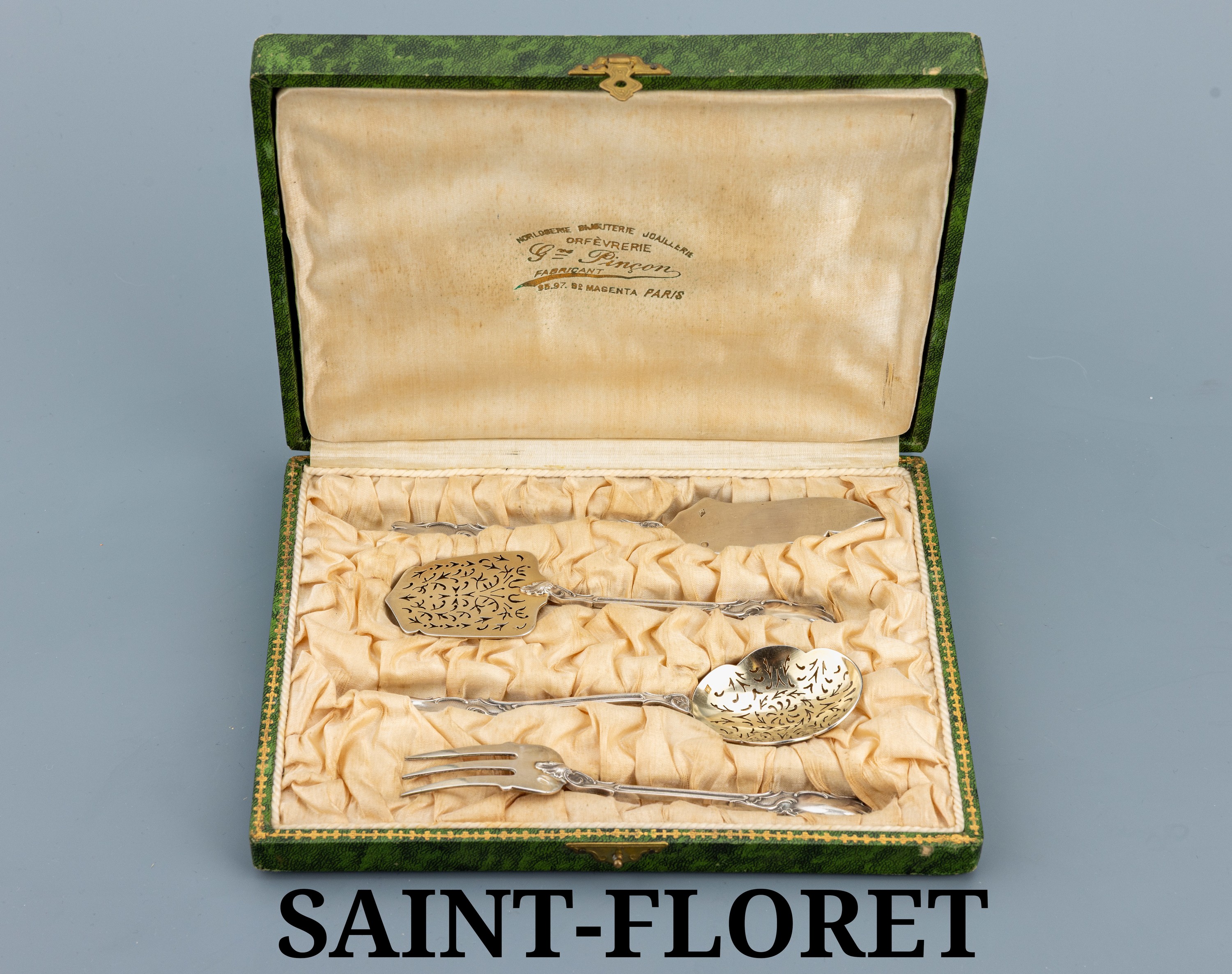 Image 27128911 - 4-teiliges Petit-Four-Vorlegebesteck, Frankreich um 1900, 950er Silber, Meistermarke in ...