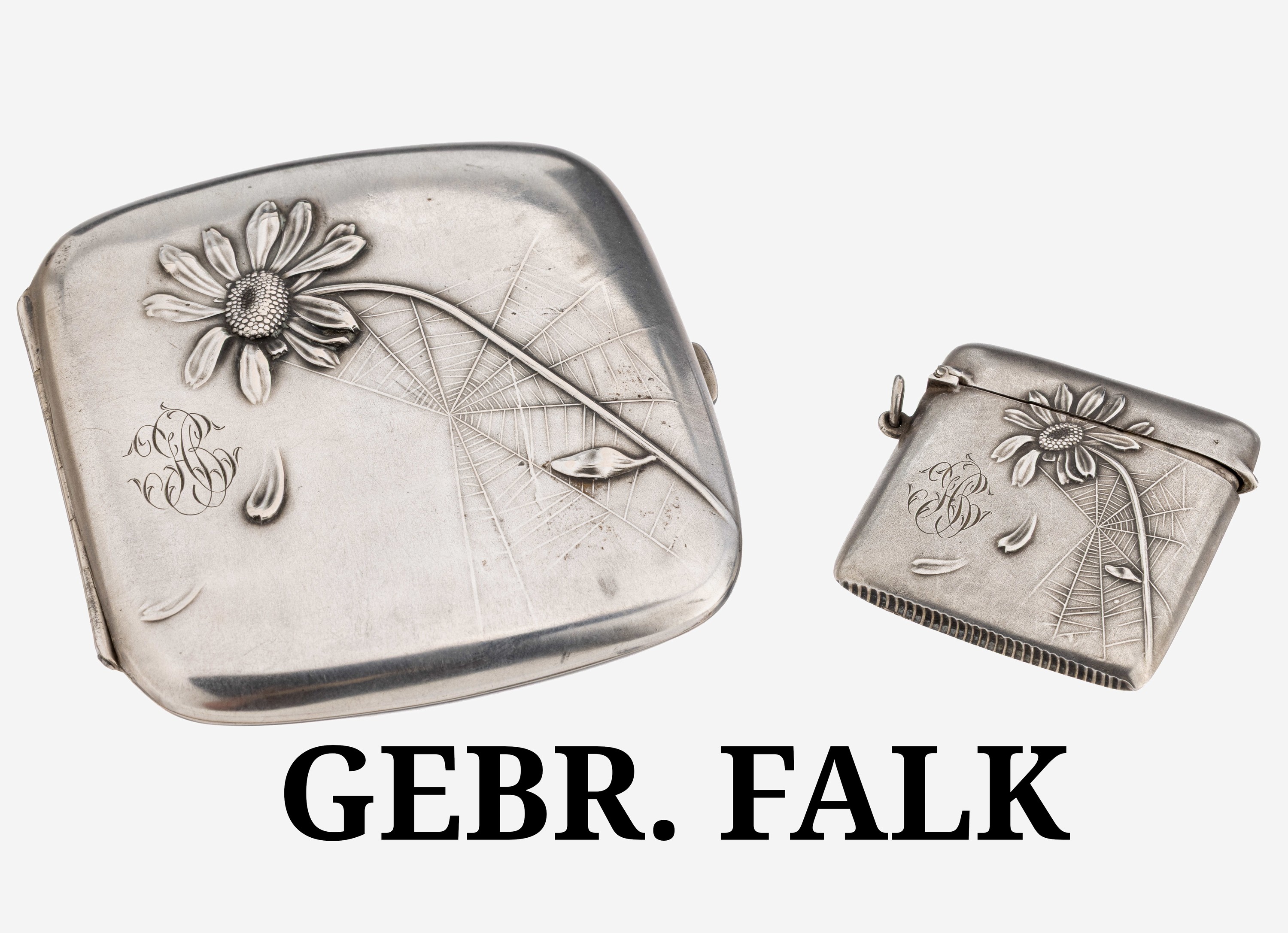 Image 27128913 - Jugendstil Zigarettenetui mit passendem Streichholzetui/Raucherset, deutsch um 1900, ...