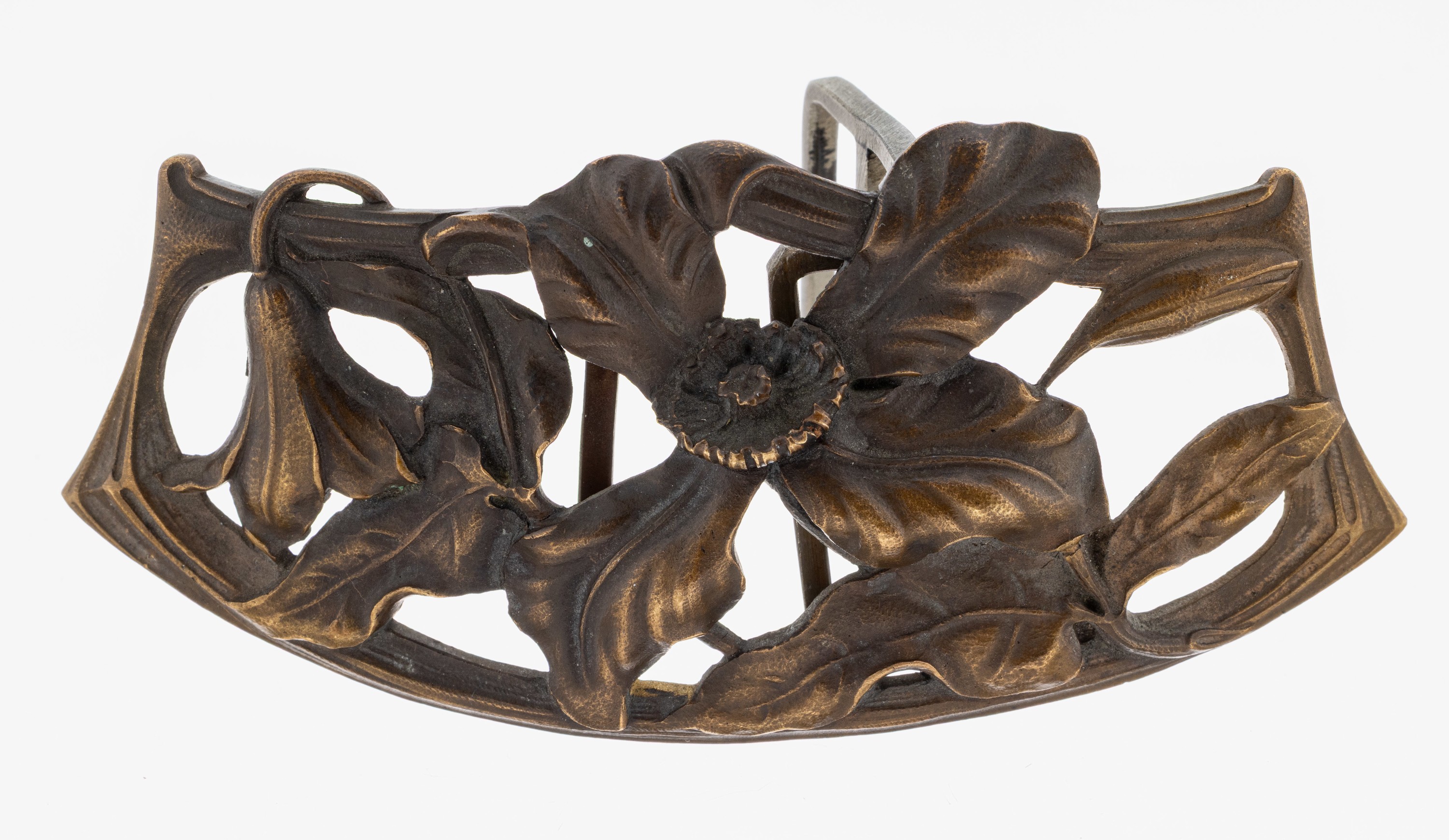 Image 27128919 - Jugendstil Gürtelschließe, um 1900, Bronze, floraler Dekor mit Blüten in versch. ...