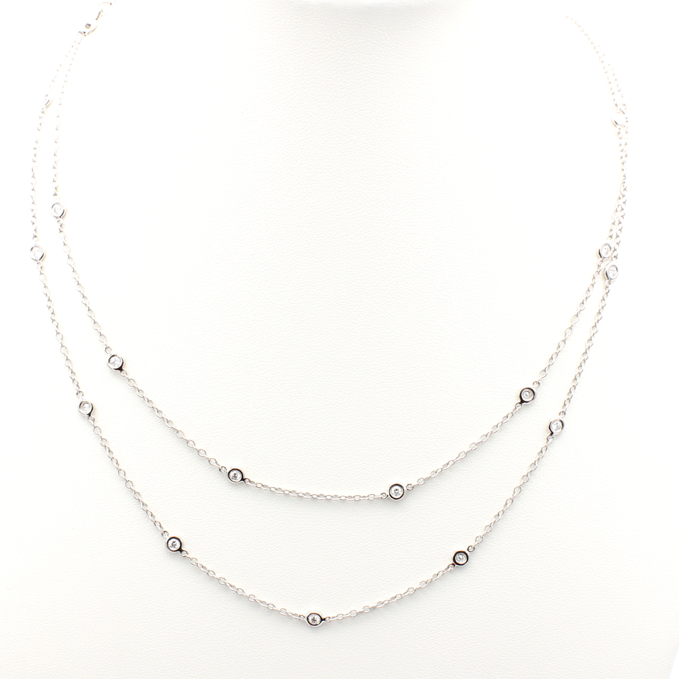 Image 27128952 - Lange Kette mit Brillanten, WG 750/000, 23 Brill. in Kette integriert zus. ca. 0.91 ct ...