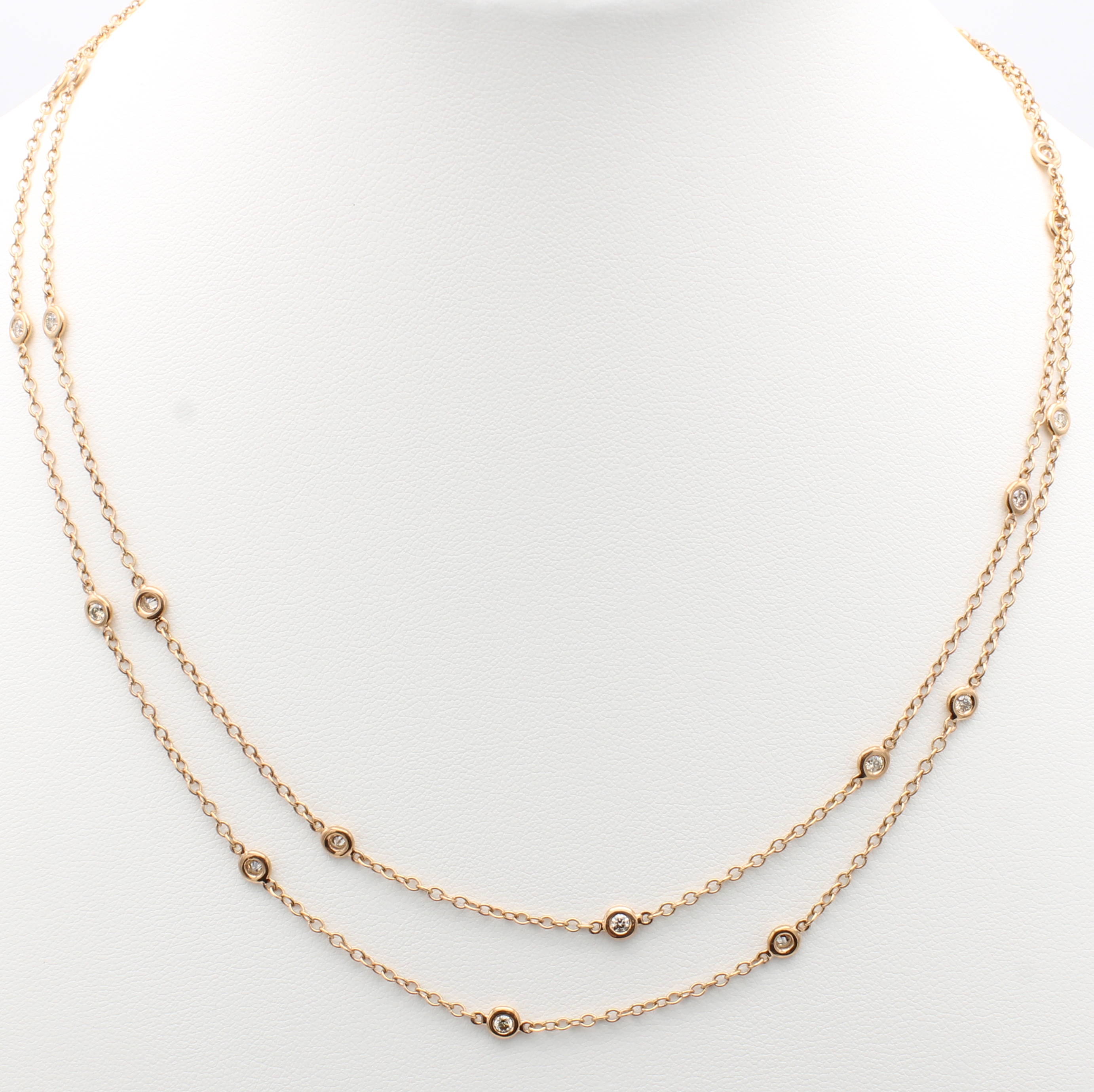 Image 27128953 - Lange Kette mit Brillanten, RG 750/000, 23 Brill. in Kette integriert zus. ca. 0.96 ct ...