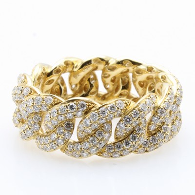 27128934a - Panzerkettenring mit Brillanten, GG 750/000,312 Brill. zus. ca. 2.13 ct feines Weiß/si, ...