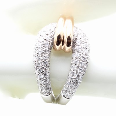 27128948a - Ring mit Brillanten, RG/WG 750/000, 112 Brill. zus. ca. 1.02 ct feines Weiß/si, RW ca. ...