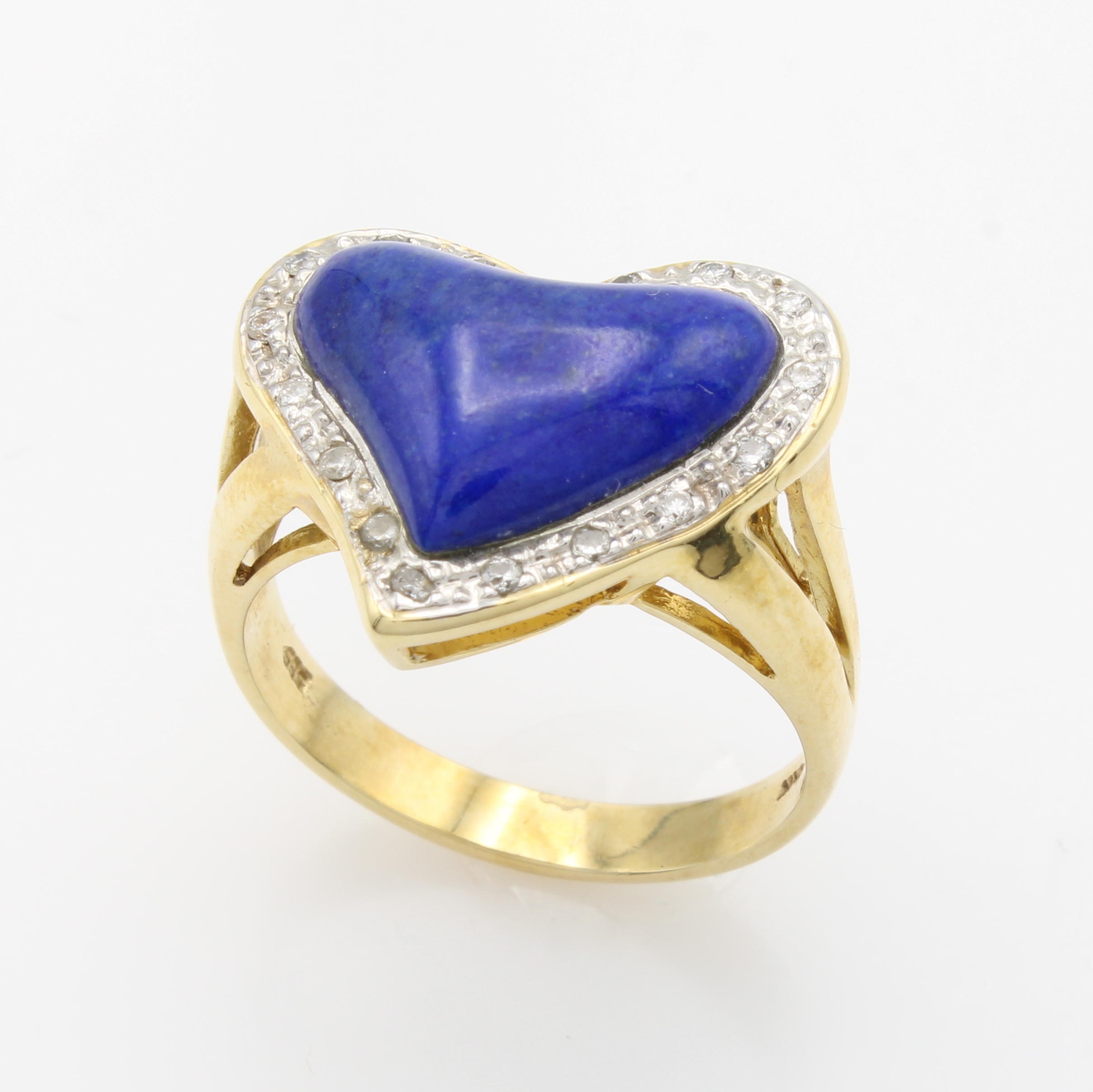 Image 27129258 - Ring mit Lapislazuli und Brillanten, GG 585/000, herzförm. Lapislazuli umgeben v. ...