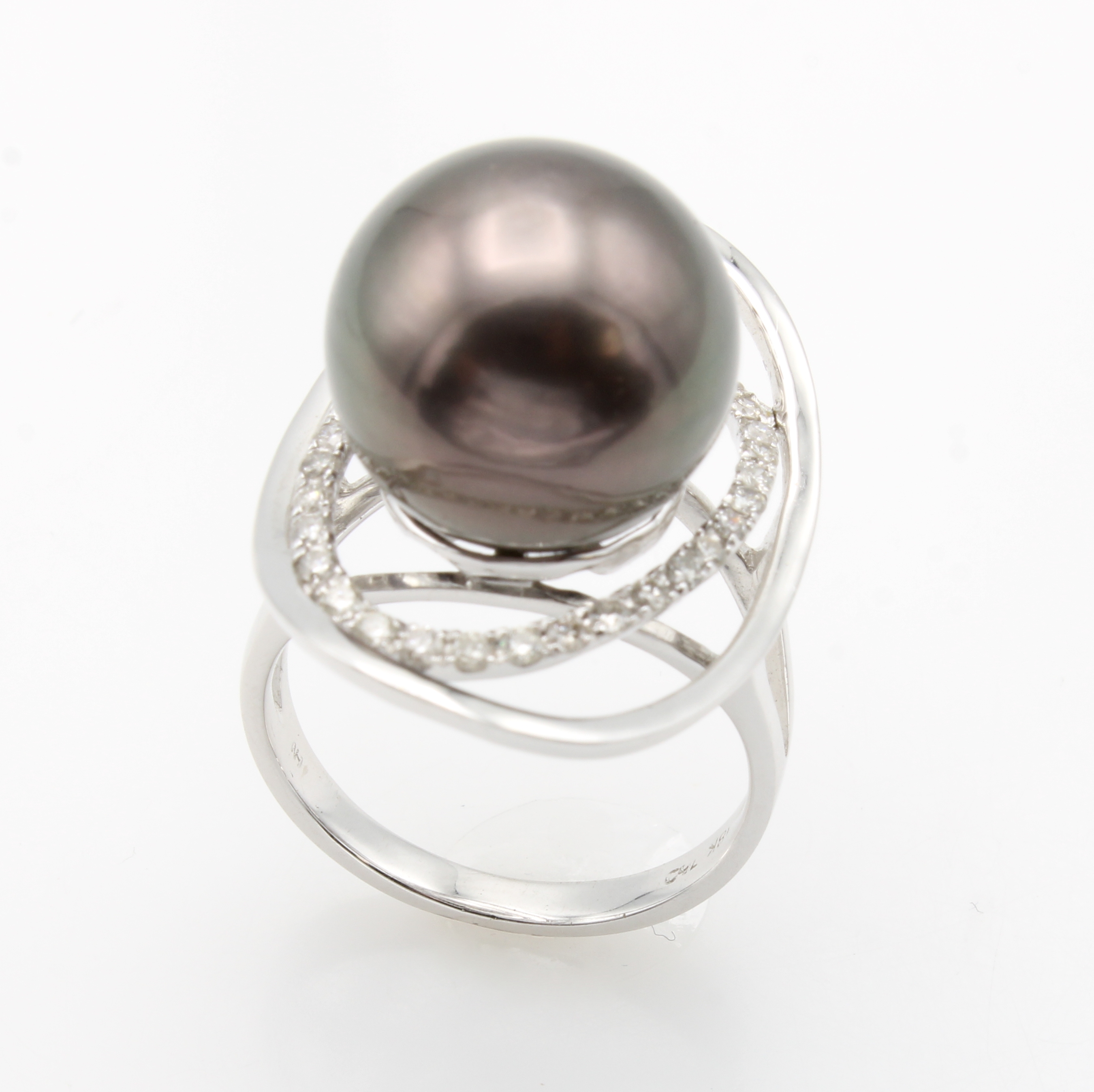 Image 27129261 - Ring mit Tahitizuchtperle und Brillanten, WG 750/000, dunkelgraue Perle ca. 13.5 mm, ...