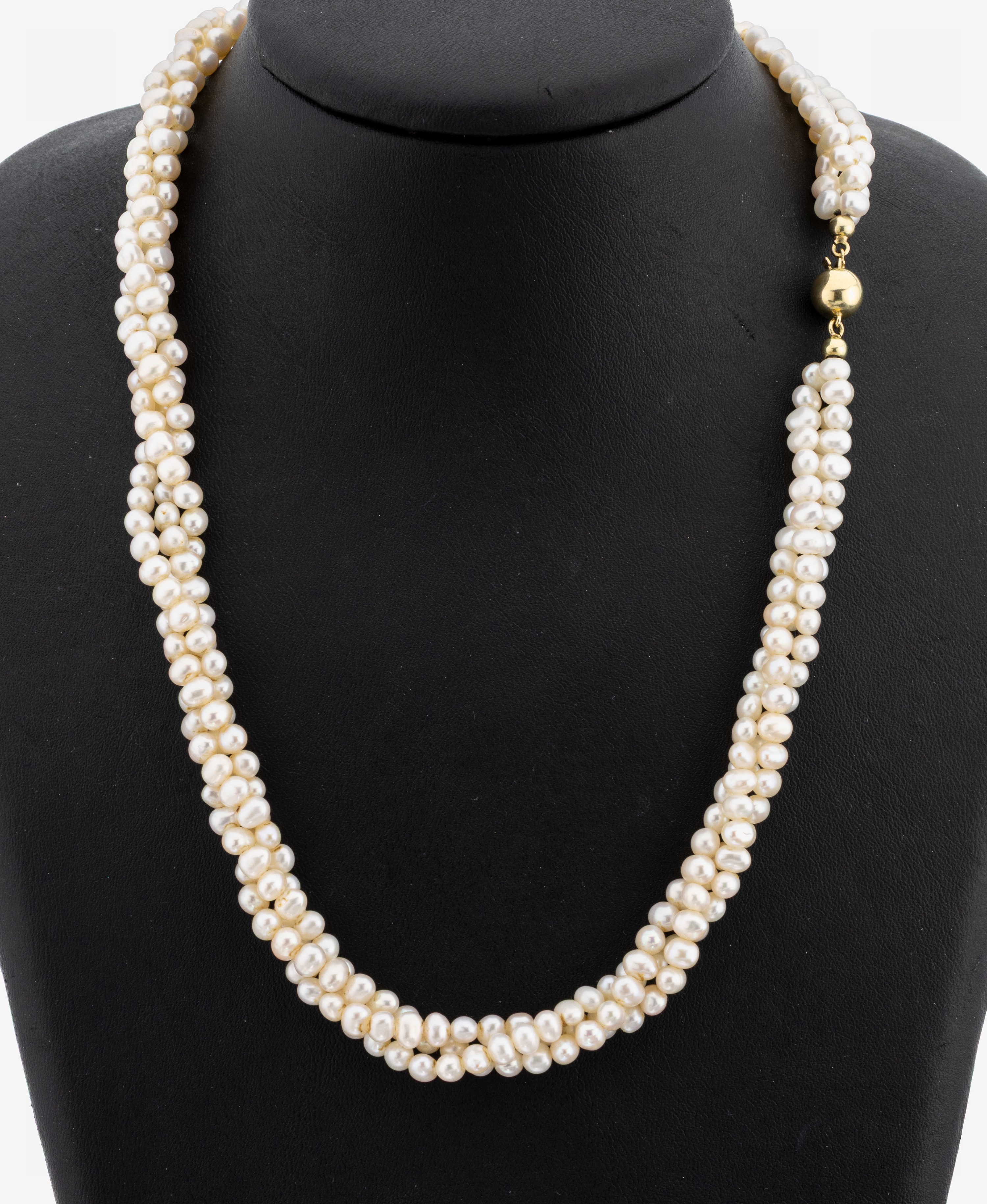 Image 27129895 - Perl-Collier mit 14 kt Gold Schließe, GG 585/000, 3-rhg. barocke ...