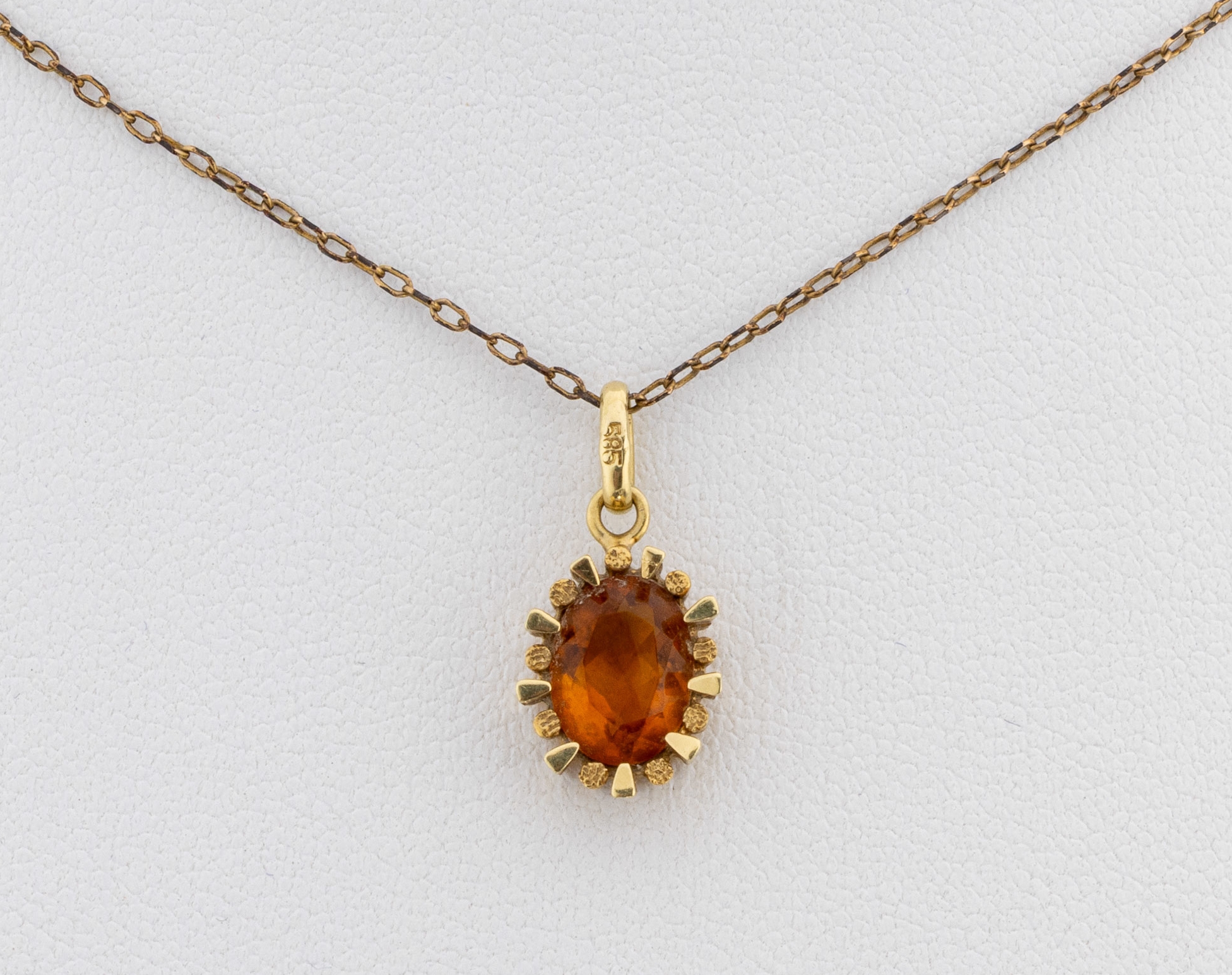 Image 27129896 - 14 kt gold citrine-pendant , YG 585/000, oval bevelled citrine, nice colour, setting ...