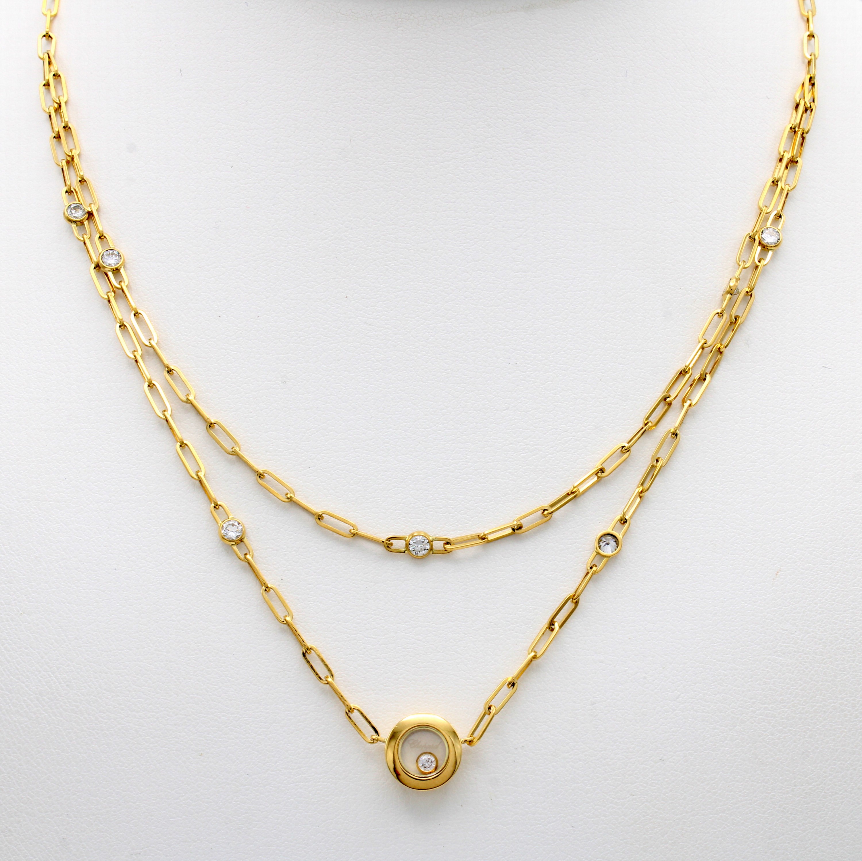 Image 27129950 - Chopard Collier Happy Diamonds mit Brillanten, GG 750/000, 2-rhg. Abhängungen, 1 Brill. ...