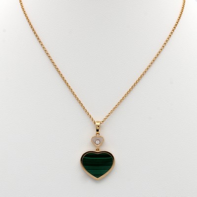 Image Chopard Collier Happy Hearts mit Malachit und Brillant, RoséG 750/000, Brill. ca. 0.05 ...