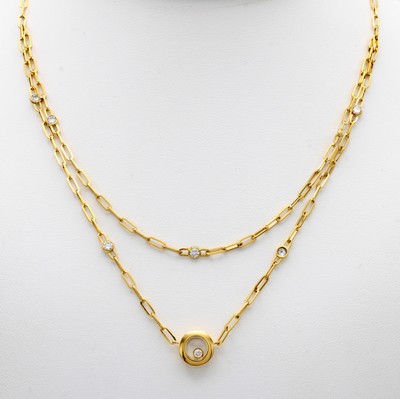 Image Chopard Collier Happy Diamonds mit Brillanten, GG 750/000, 2-rhg. Abhängungen, 1 Brill. ...