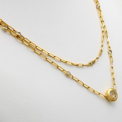 27129950a - Chopard Collier Happy Diamonds mit Brillanten, GG 750/000, 2-rhg. Abhängungen, 1 Brill. ...
