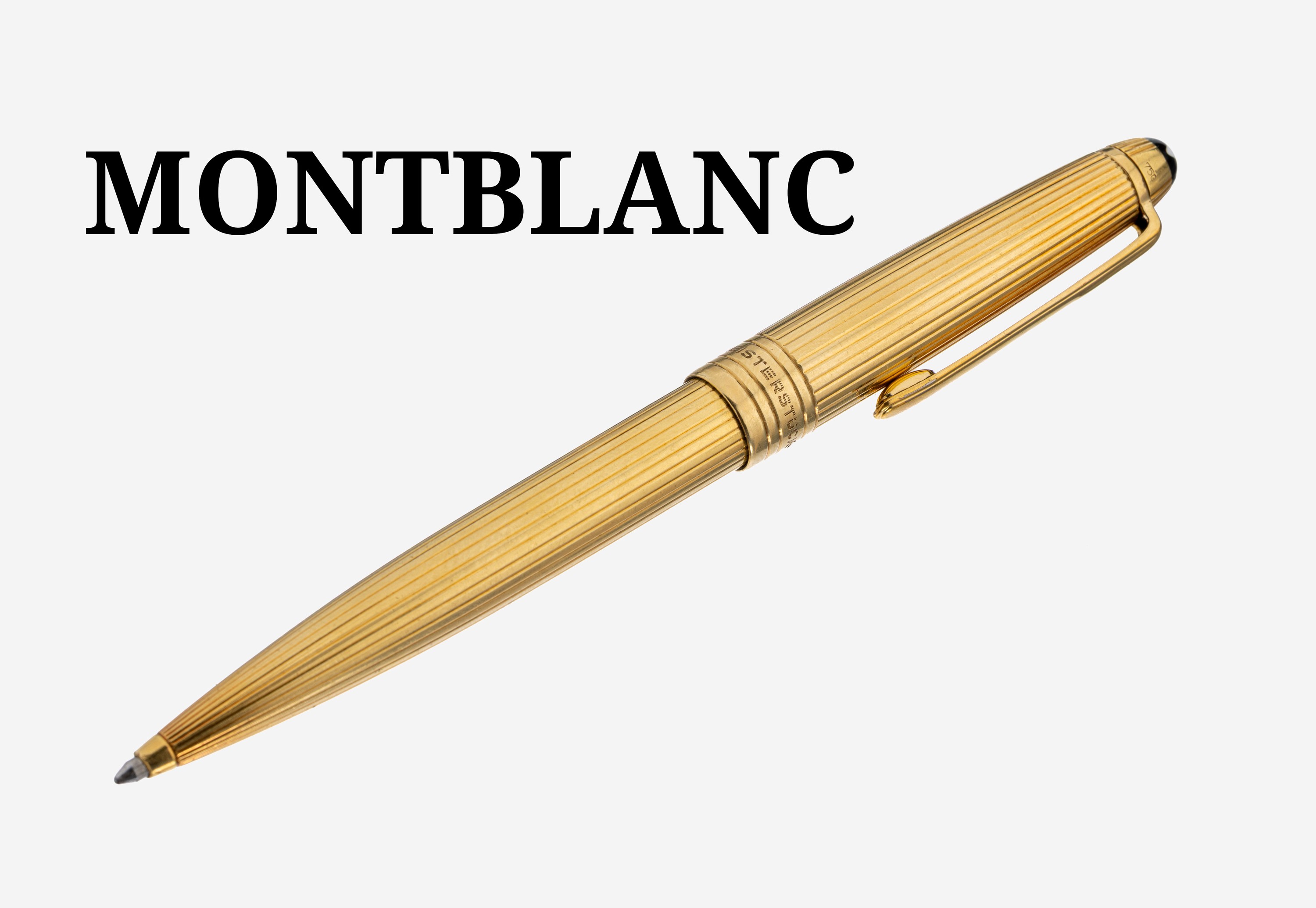 Image 27130043 - 18 kt Gold MONTBLANC Kugelschreiber, GG 750/000, Meisterstückserie, Rillendekor, L. ...