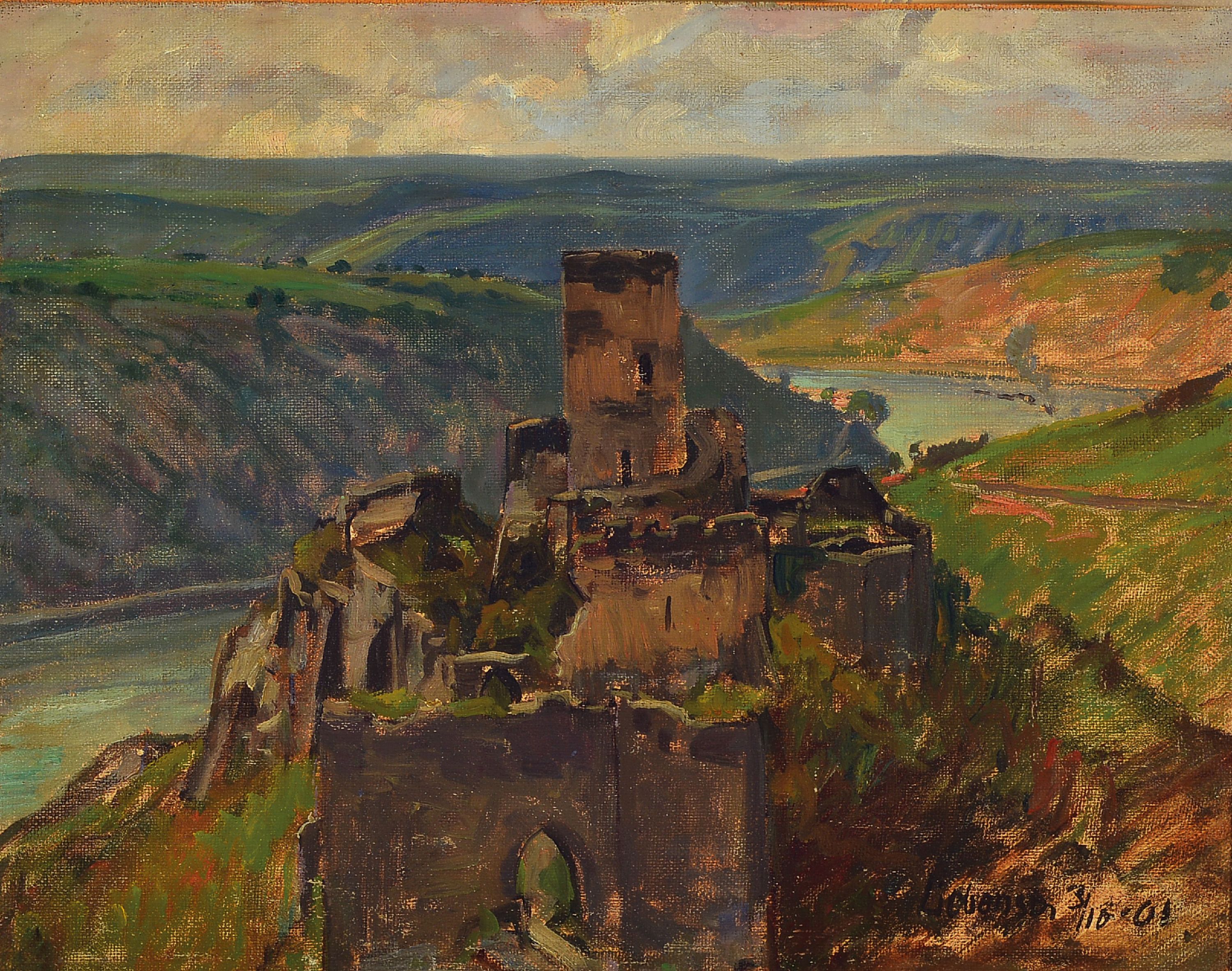 Image 27130045 - Burg Gutenfels am Rhein, rechts unten signiertund datiert 1901, Öl/Lwd, auf Platte ...