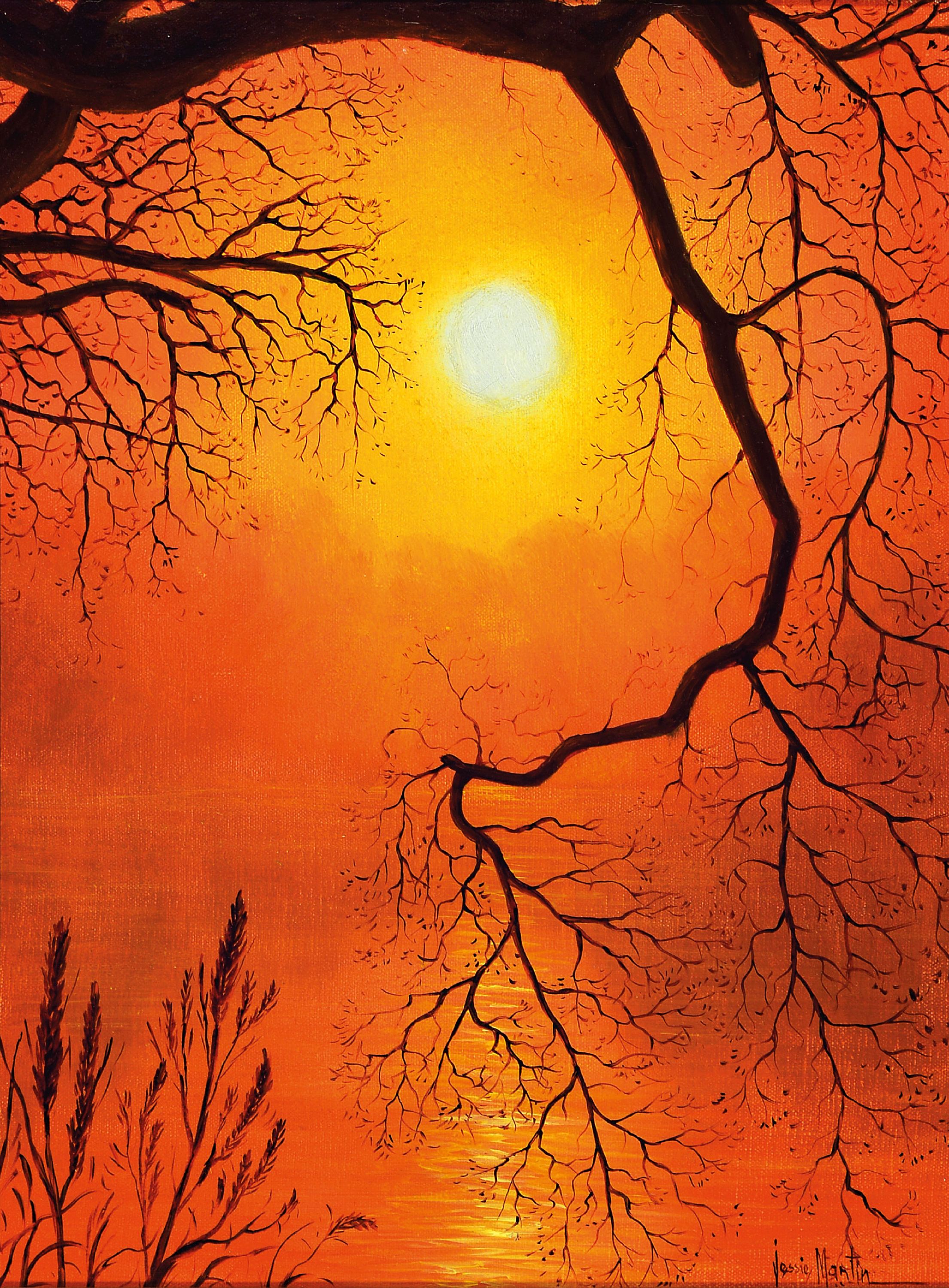 Image 27130058 - Jessie Martin, 2.Hälfte 20.Jh., Landschaft im Licht der Abendsonne, rechts unten ...