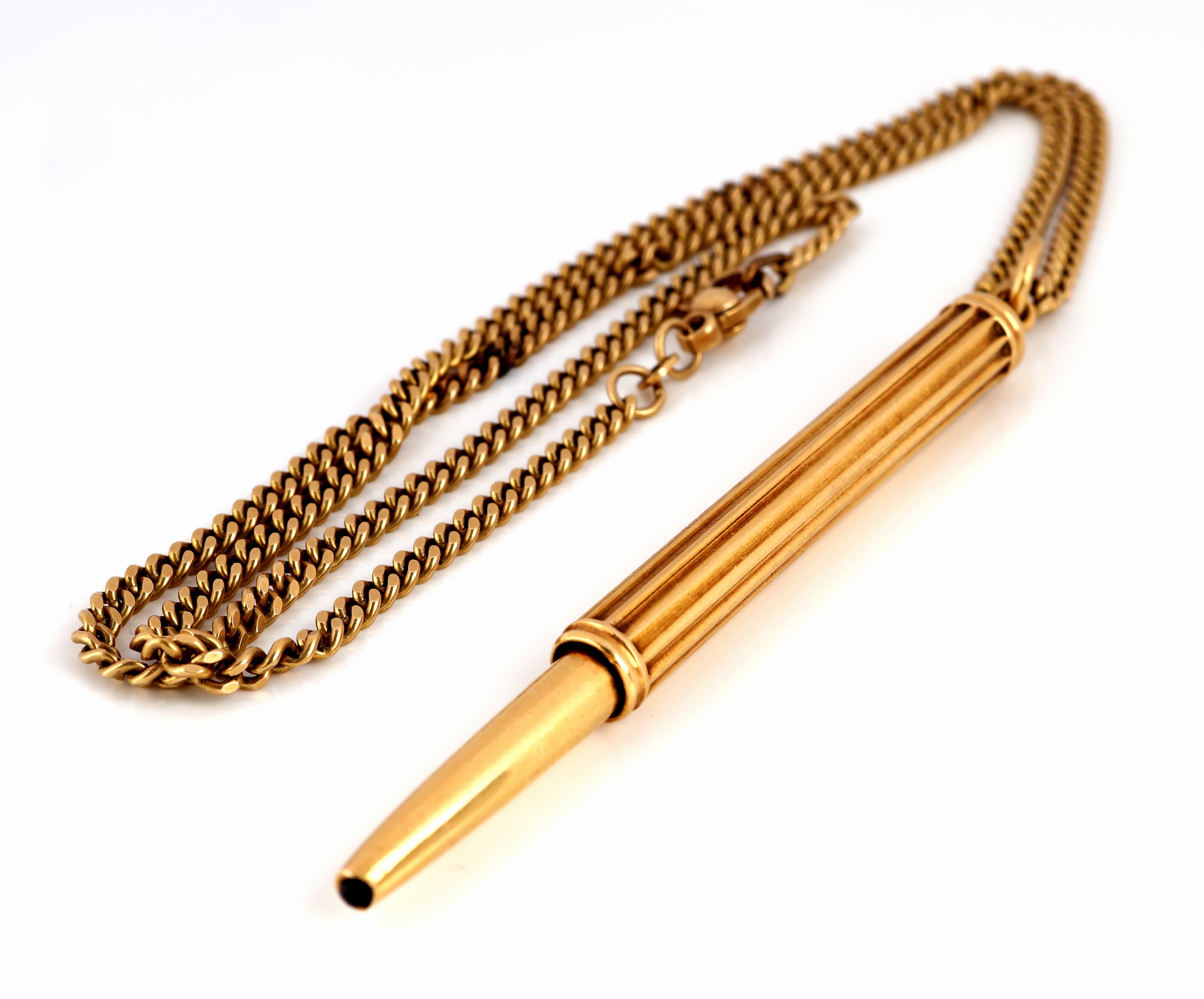 Image 27130096 - 18 kt Gold Drehbleistift, Frankreich, um 1920, GG 750/000, Adlerkopfpunze, Rillendekor, ...