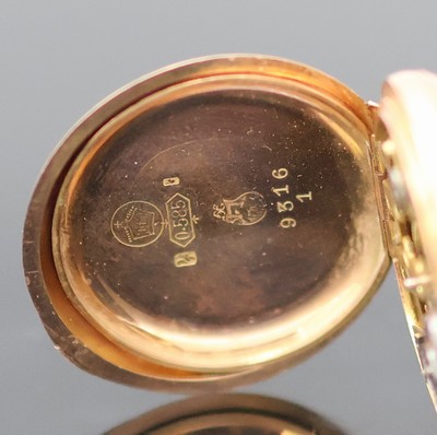 27130006f - TEUTONIA schwere Damen-Goldsavonette in RG 585/000, Schweiz um 1900, glattes 3-Deckel ...