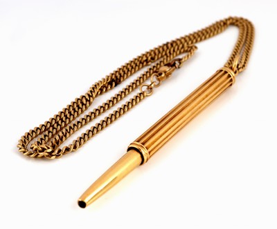 Image 18 kt Gold Drehbleistift, Frankreich, um 1920, GG 750/000, Adlerkopfpunze, Rillendekor, ...