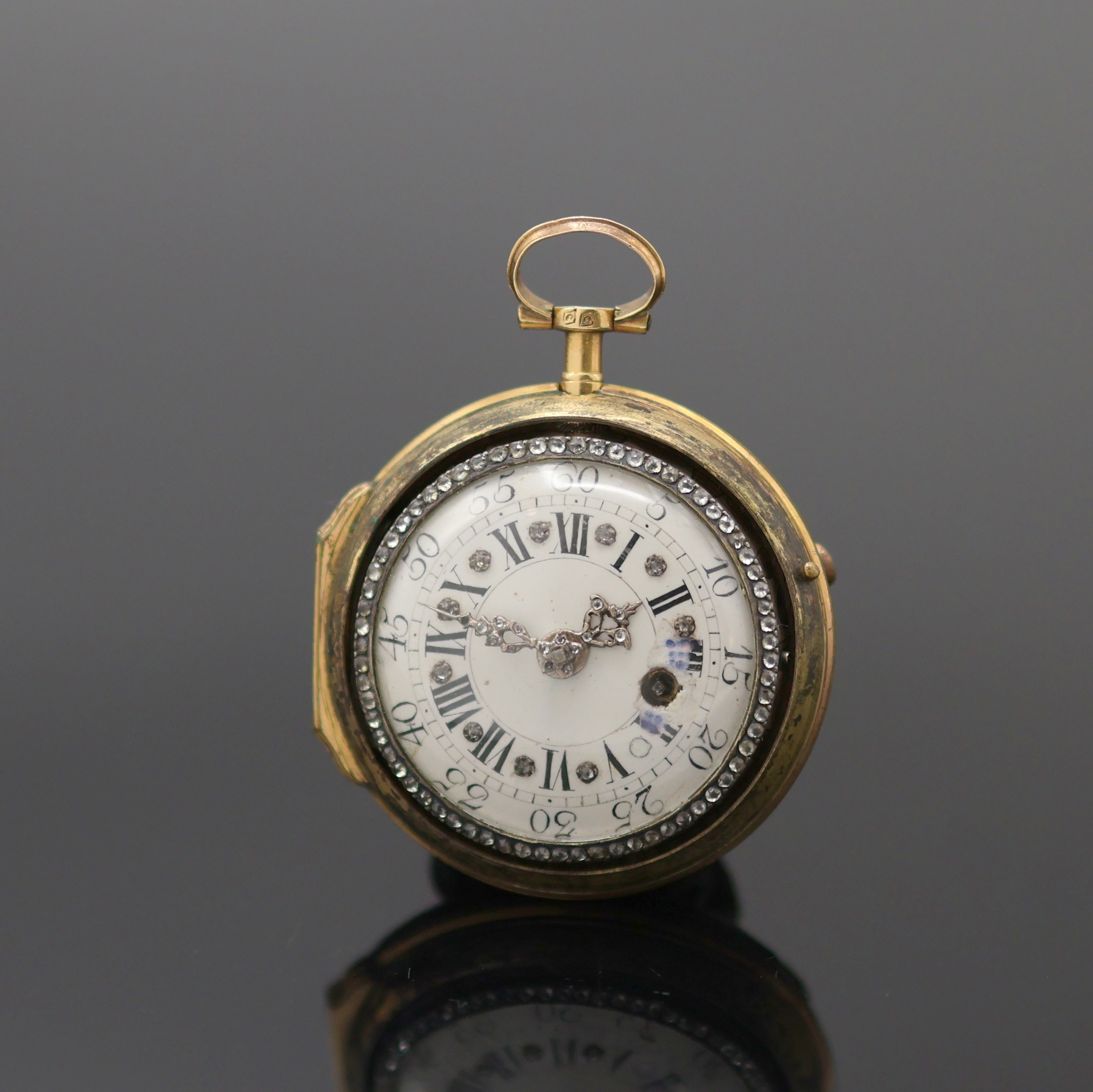 Image 27130102 - EGIDIUS LENCK, Augsburg Spindeltaschenuhr in GG 750/000 im vergoldeten Übergehäuse, ...