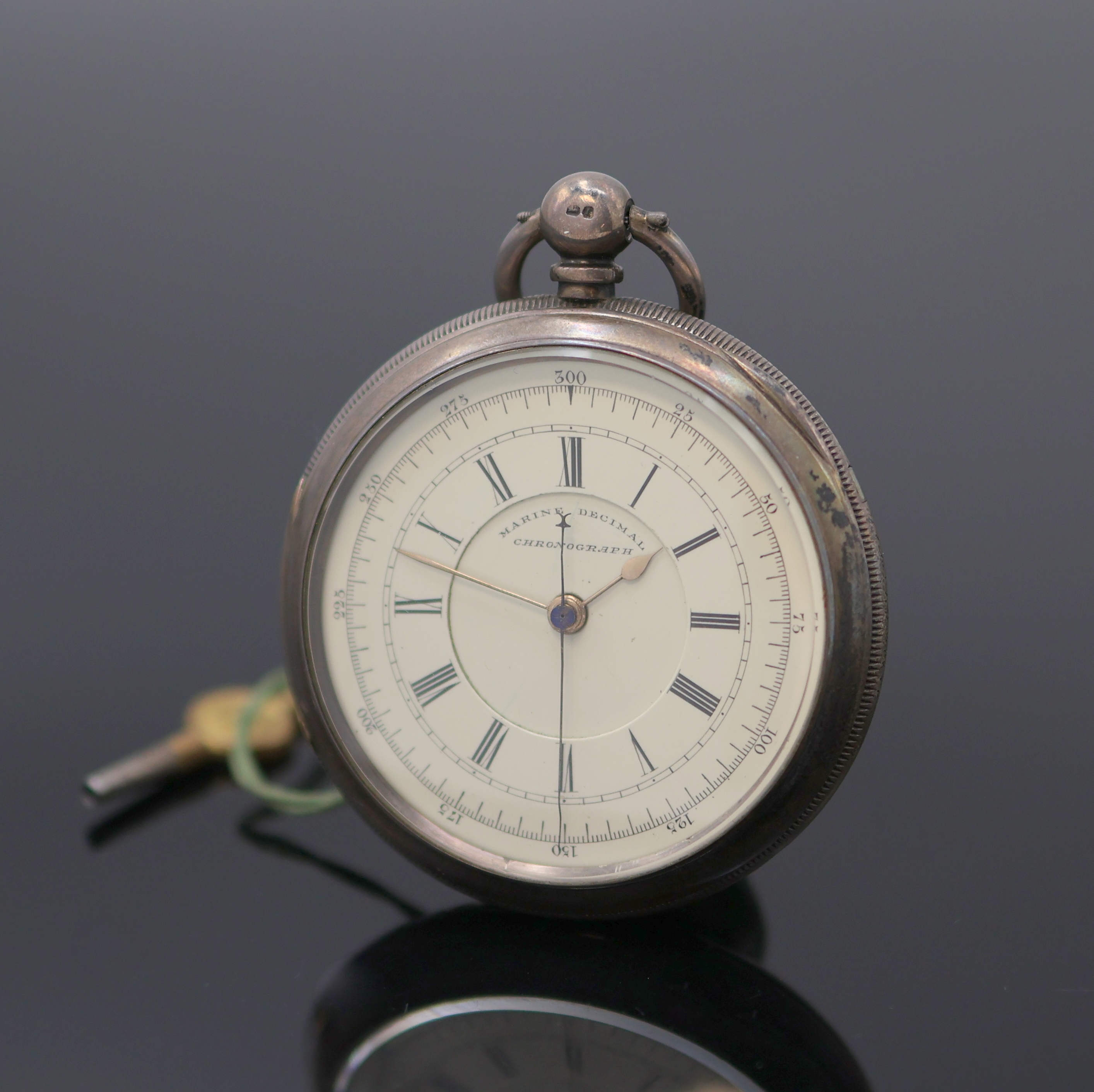 Image 27130106 - MARINE DECIMAL Chronograph schwere Sterlingsilber Taschenuhr mit Zentralsekunde, England ...
