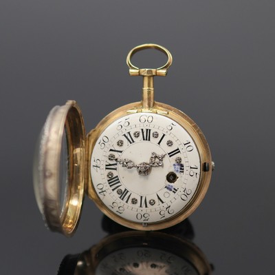 27130102c - EGIDIUS LENCK, Augsburg Spindeltaschenuhr in GG 750/000 im vergoldeten Übergehäuse, ...