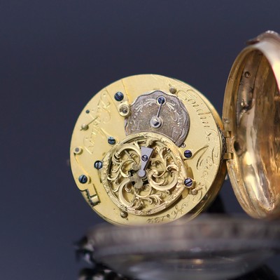27130102d - EGIDIUS LENCK, Augsburg Spindeltaschenuhr in GG 750/000 im vergoldeten Übergehäuse, ...