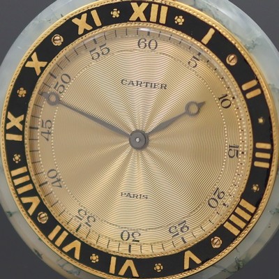 27130103a - CARTIER seltene Taschenuhr in Moosachat mit Montierungen in GG 750/000, Schweiz / ...