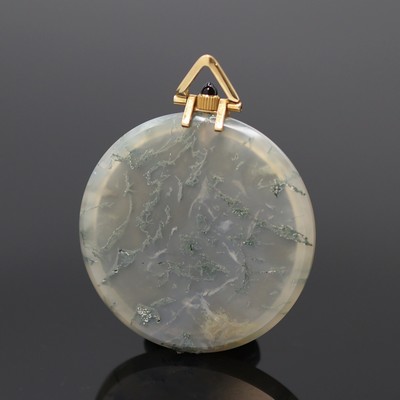27130103b - CARTIER seltene Taschenuhr in Moosachat mit Montierungen in GG 750/000, Schweiz / ...
