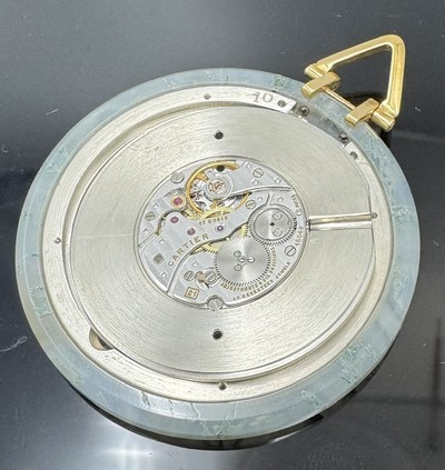 27130103e - CARTIER seltene Taschenuhr in Moosachat mit Montierungen in GG 750/000, Schweiz / ...