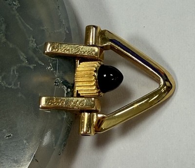 27130103g - CARTIER seltene Taschenuhr in Moosachat mit Montierungen in GG 750/000, Schweiz / ...