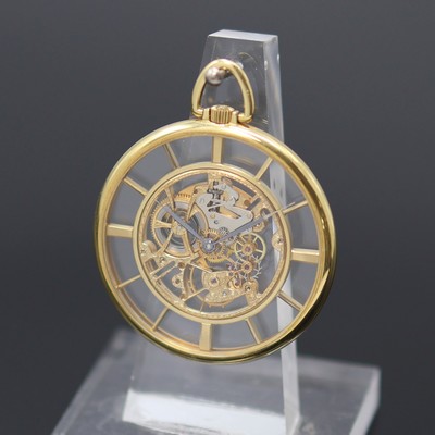 Image COMOR fein skelettierte Taschenuhr in GG 750/000, Schweiz um 1990, Handaufzug, beids. ...