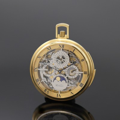 Image COMOR feine und seltene, skelettierte Taschenuhr m. ewigem Kalender und Minutenrepetition ...