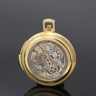 27130111b - COMOR feine und seltene, skelettierte Taschenuhr m. ewigem Kalender und Minutenrepetition ...
