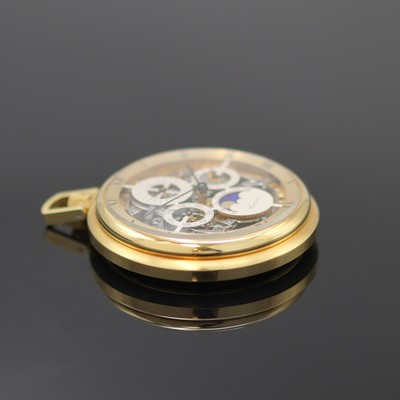 27130111d - COMOR feine und seltene, skelettierte Taschenuhr m. ewigem Kalender und Minutenrepetition ...