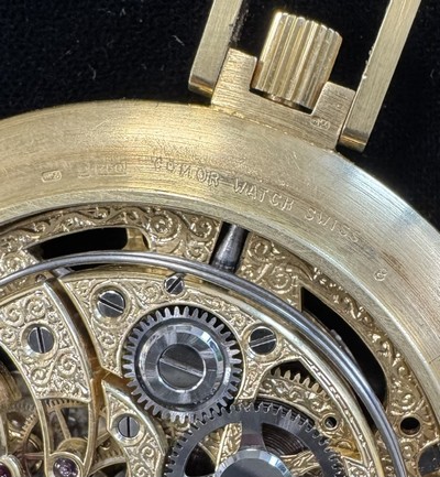 27130111g - COMOR feine und seltene, skelettierte Taschenuhr m. ewigem Kalender und Minutenrepetition ...