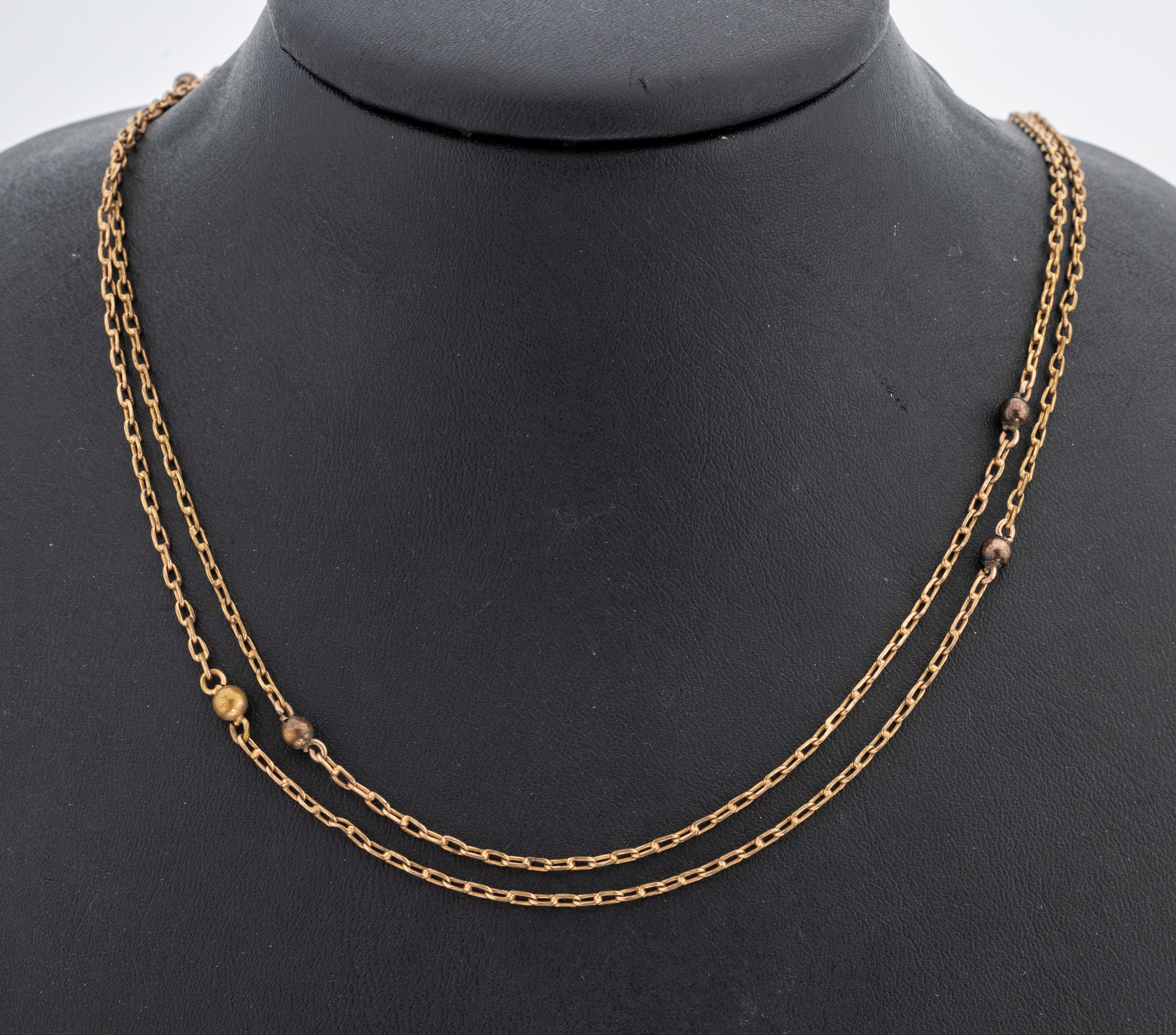 Image 27130200 - 8 kt Gold Uhrenkette, um 1900, GG 333/000, schlicht mit Kugel-Zwischengliedern, L. ca. ...