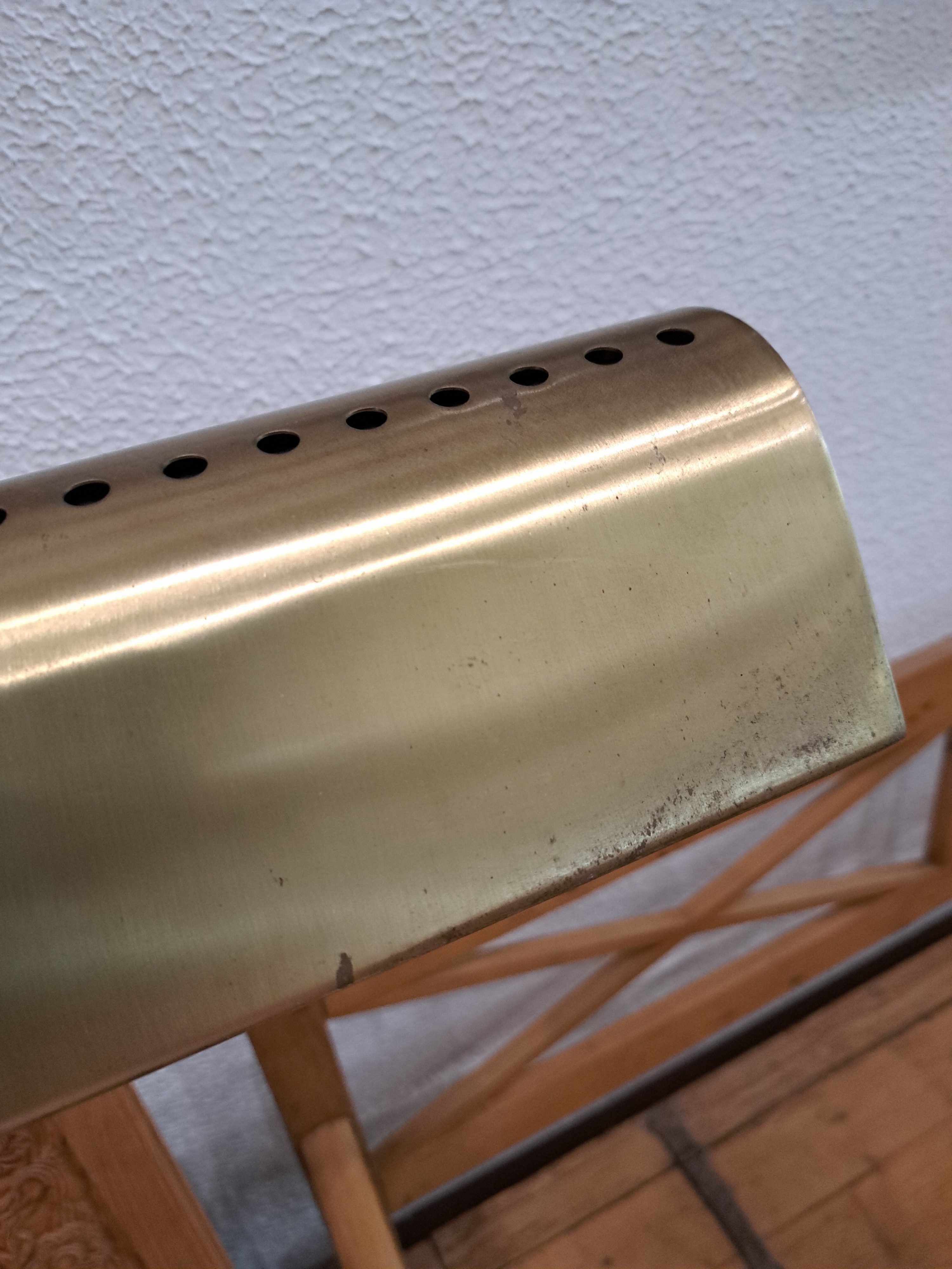 Detail a: Stehlampe, 80er Jahre, Messing, mit schwenkbarer Lampe, Elektrifizierung nicht geprüft, H. ca. 102 cm