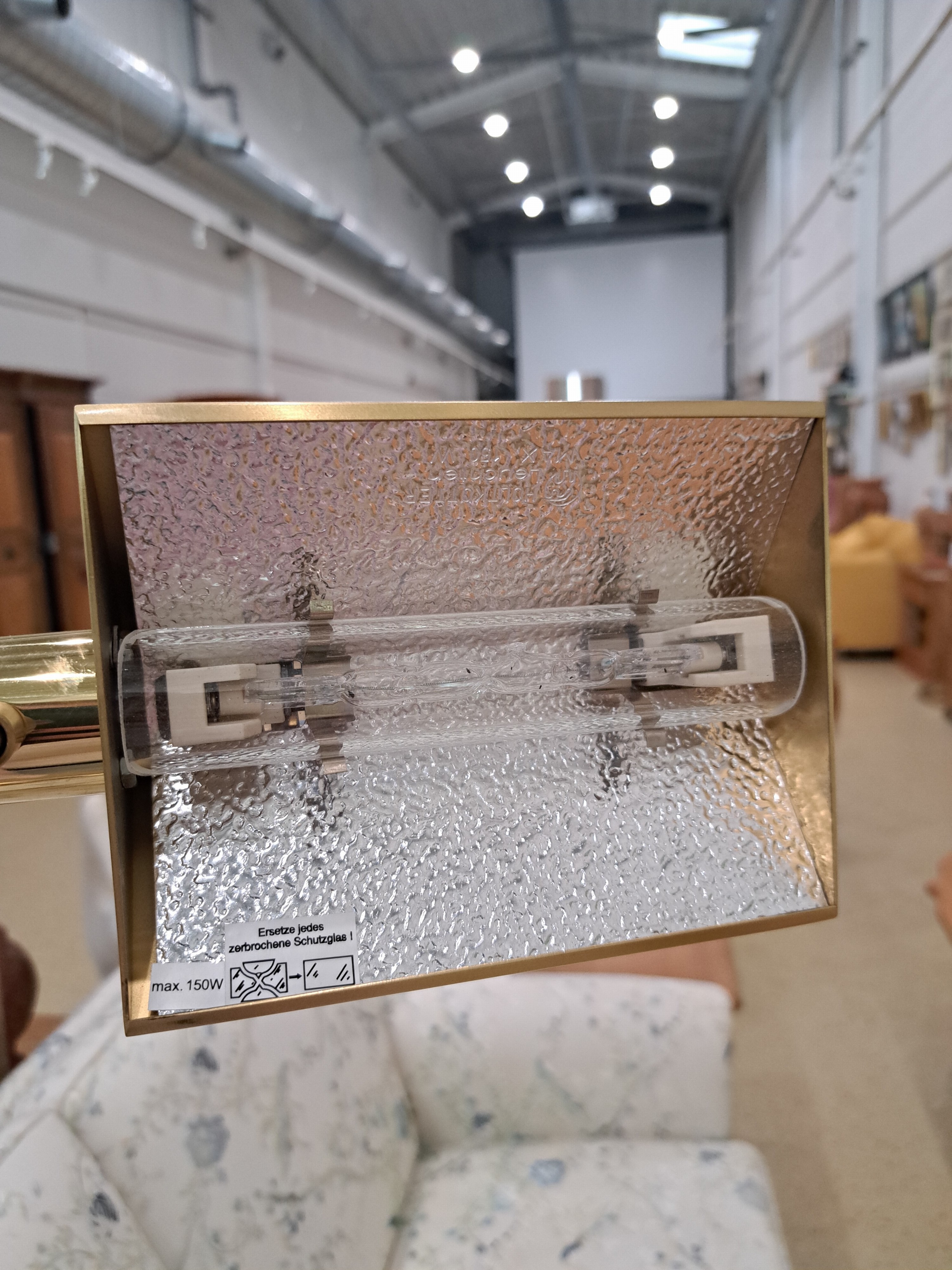 Detail f: Stehlampe, 80er Jahre, Messing, mit schwenkbarer Lampe, Elektrifizierung nicht geprüft, H. ca. 102 cm